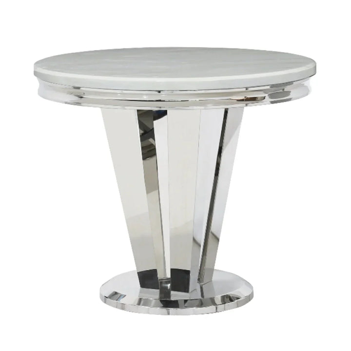 Riccardo 90cm Marble Round Dining Table - Grey/White