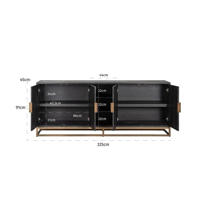 Richmond Blackbone Black Oak and Brass Sideboard-Belmont Interiors