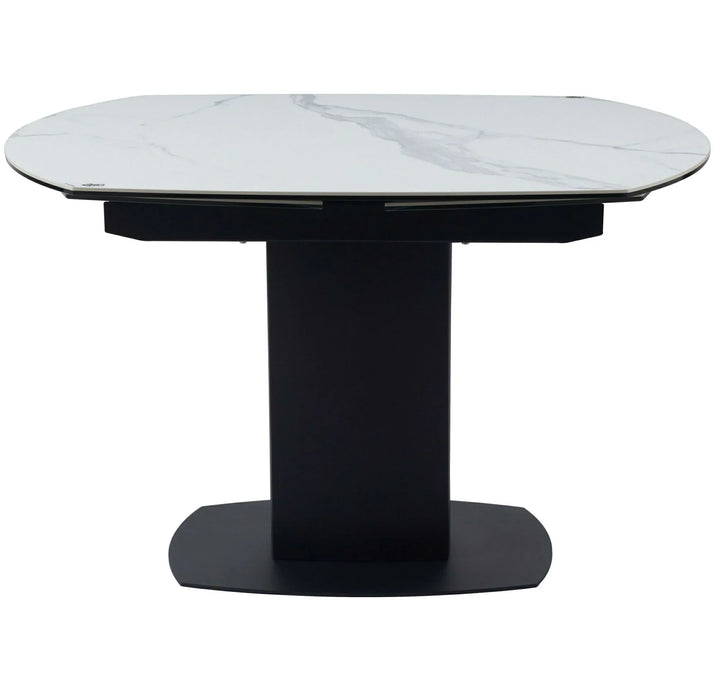 Ritz 120-180cm White Ceramic Marble Swivel Mechanism Extending Table
