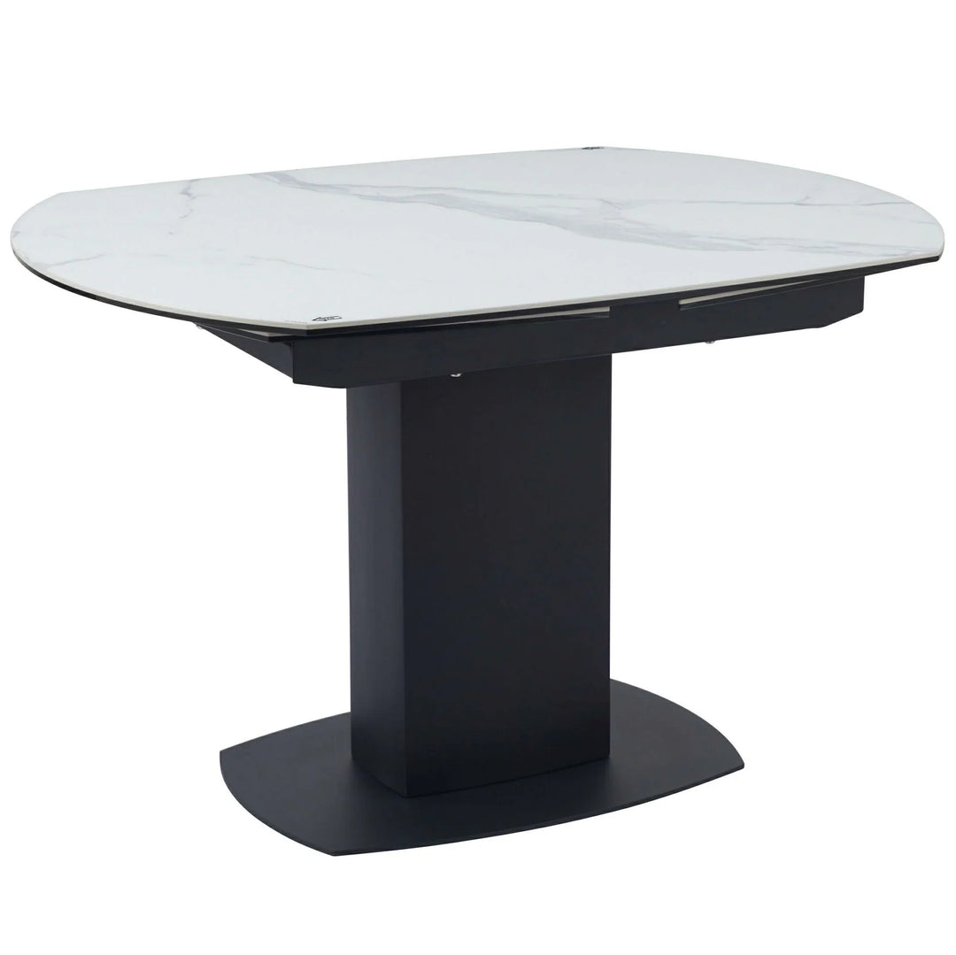 Ritz 120-180cm White Ceramic Marble Swivel Mechanism Extending Table