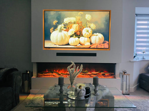 50 Inch HD 2024 Panoramic 3 Sided Glass WiFi Electric Fire HD+ 3D Effect