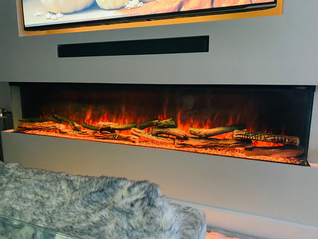 71 Inch HD 2024 Panoramic 3 Sided Glass WiFi Electric Fire HD+ 3D Effect