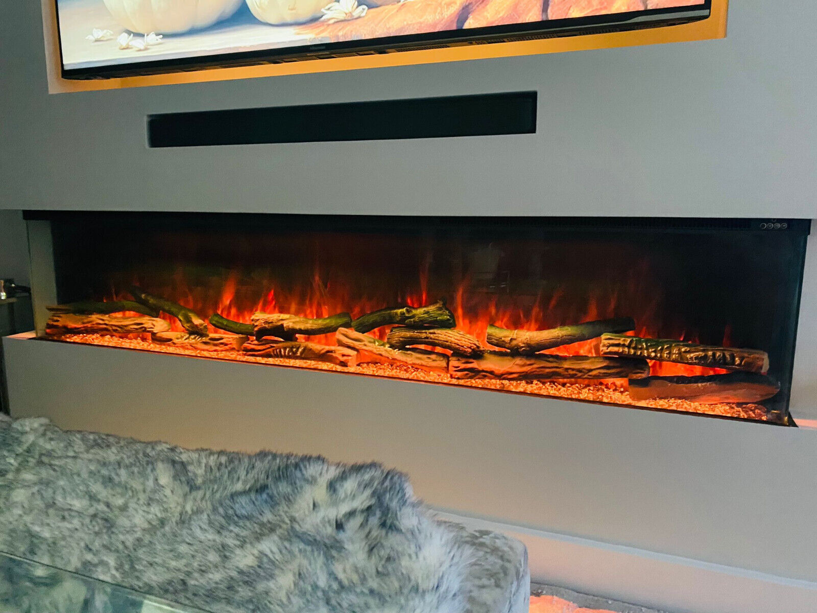 50 Inch HD 2024 Panoramic 3 Sided Glass WiFi Electric Fire HD+ 3D Effect