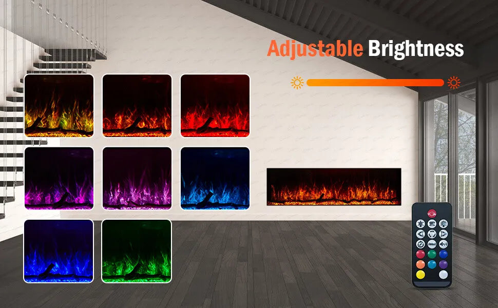 71 Inch HD 2024 Panoramic Slim Line Glass Front Borderless UHD Electric Fire HD+ 3D Effect