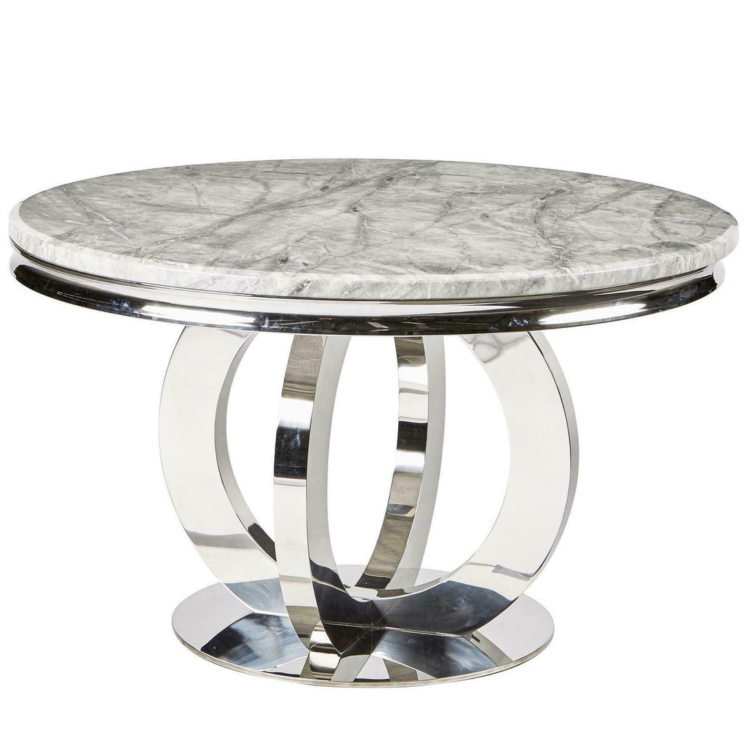 Chelsea 130cm Marble & Chrome Round Dining Table - 4 Colours-Esme Furnishings