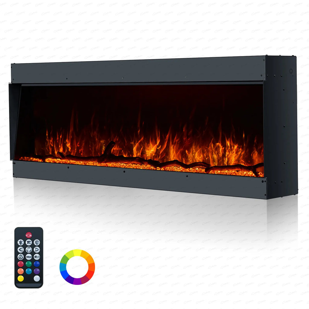 50 Inch HD 2024 Panoramic Slim Line Glass Front Borderless UHD Electric Fire HD+ 3D Effect