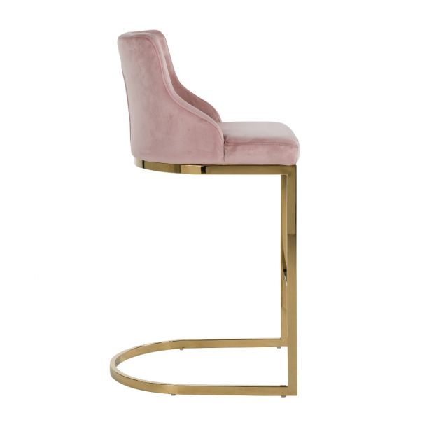 Richmond Bolton Pink & Khaki Velvet Barstool-Belmont Interiors