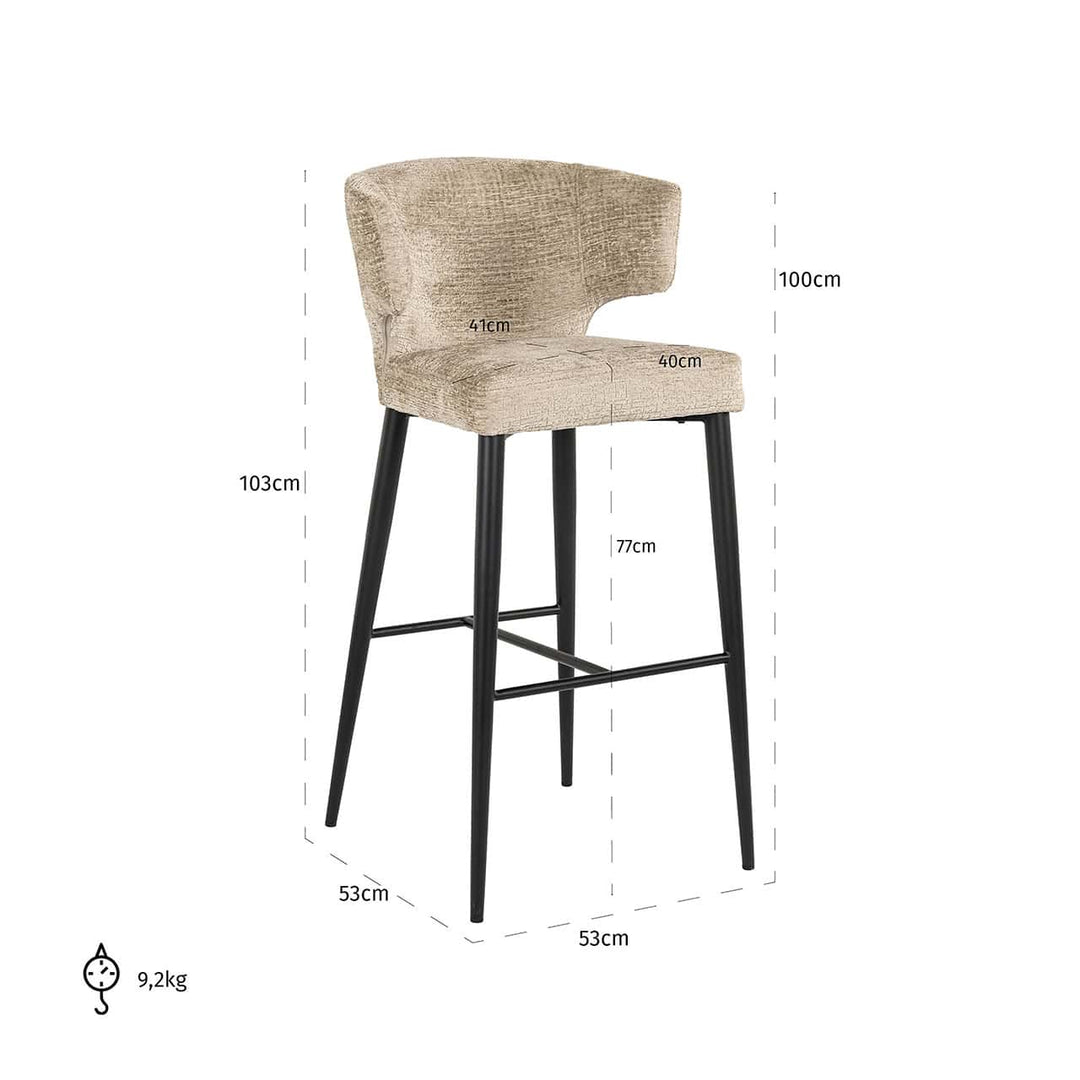 Richmond Interiors Taylor Desert Taupe Chenille Bar Stool