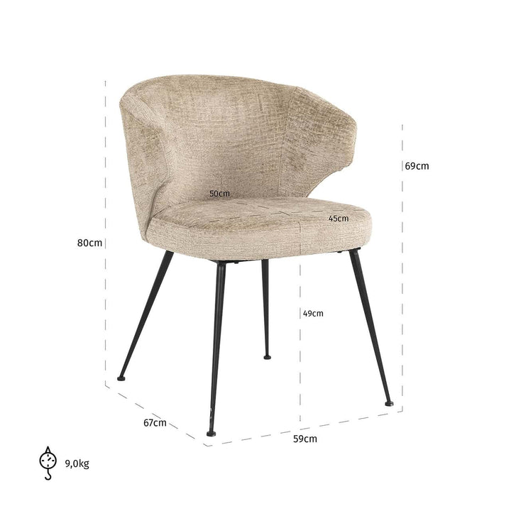 Richmond Interiors Chair Xandra Desert Taupe Chenille Dining Table