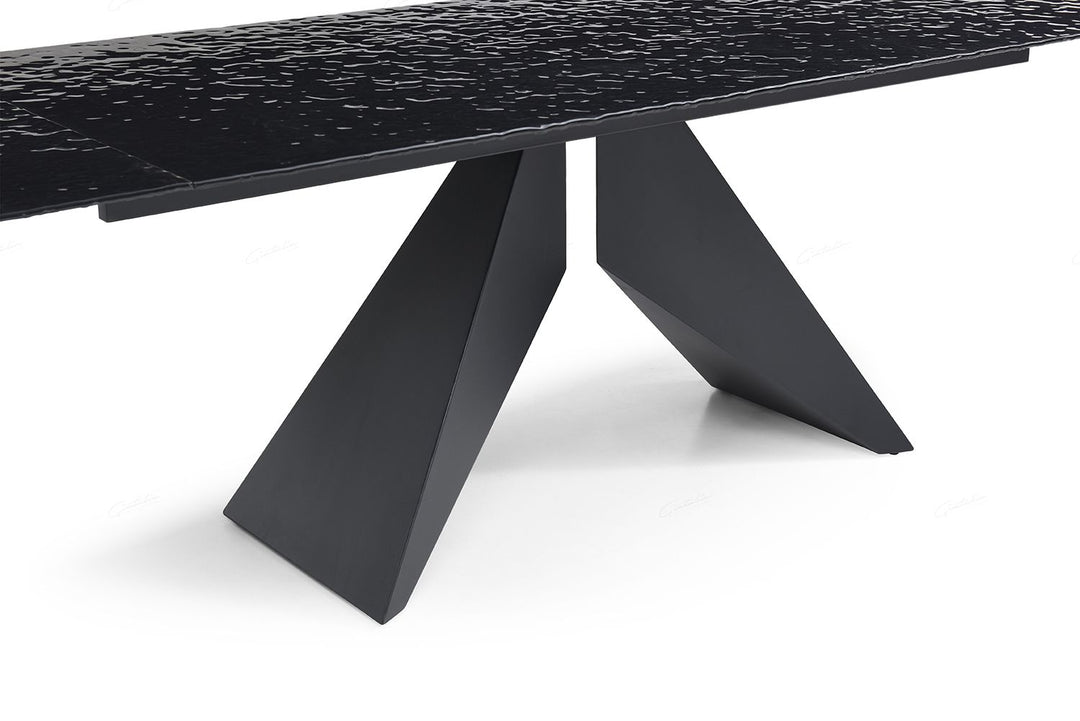 Silux Carbon Black Glass 180-260cm Extending Dining Table