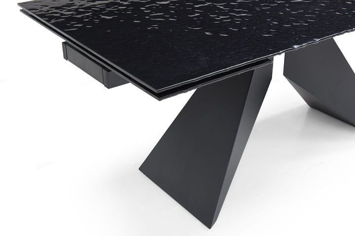 Silux Carbon Black Glass 180-260cm Extending Dining Table