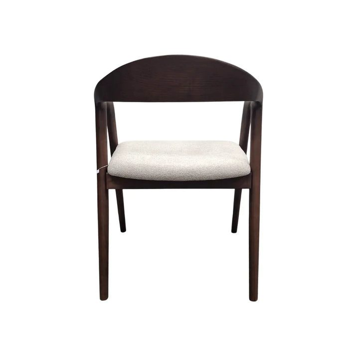 Tessa Walnut Dark Wooden Ivory Boucle Fabric Dining Chairs - Pairs