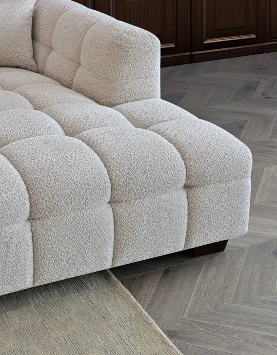 The Bubble Ivory White Boucle Fabric Left Hand Corner Tribeca Sofa - Esme Furnishings