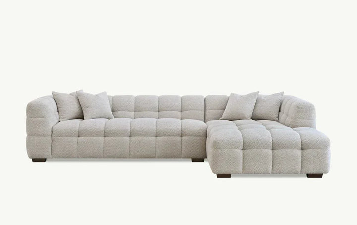 The Bubble Ivory White Boucle Fabric Left Hand Corner Tribeca Sofa - Esme Furnishings