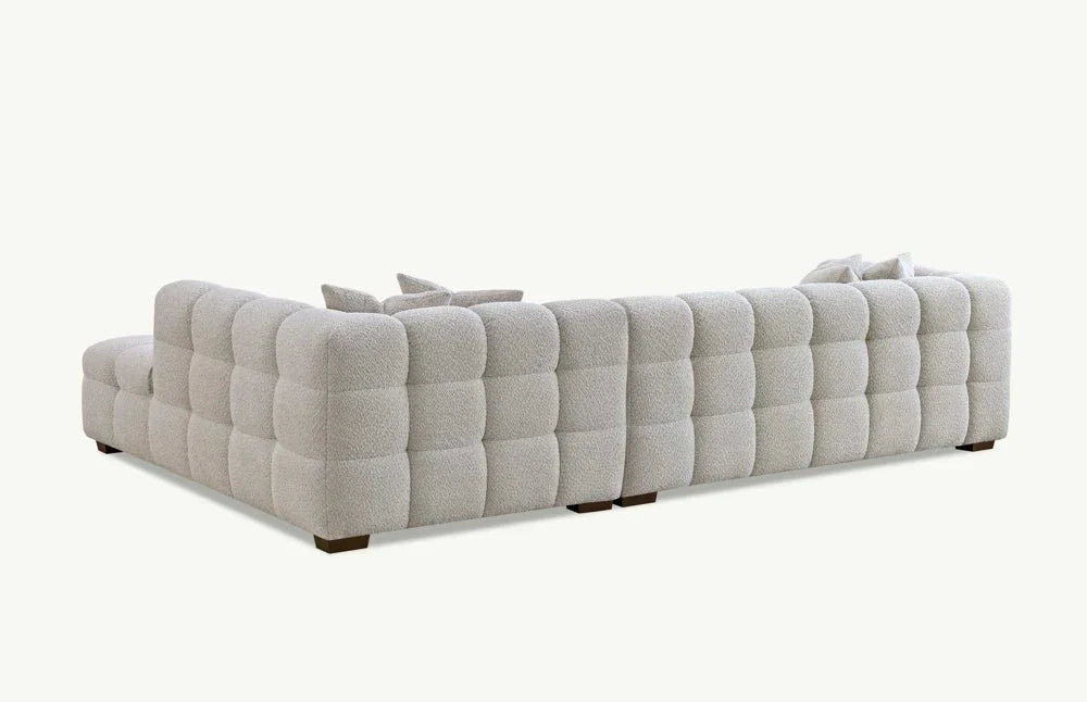 The Bubble Ivory White Boucle Fabric Left Hand Corner Tribeca Sofa - Esme Furnishings