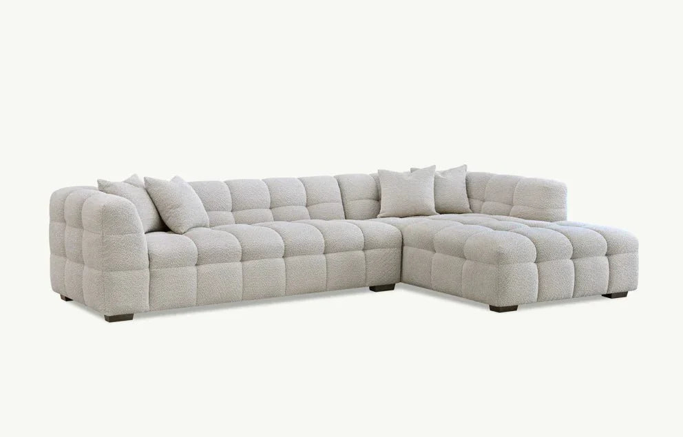 The Bubble Ivory White Boucle Fabric Left Hand Corner Tribeca Sofa - Esme Furnishings