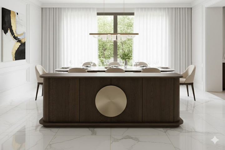 Berkeley Designs Perth Light Brown / Brass 4 Door Sideboard