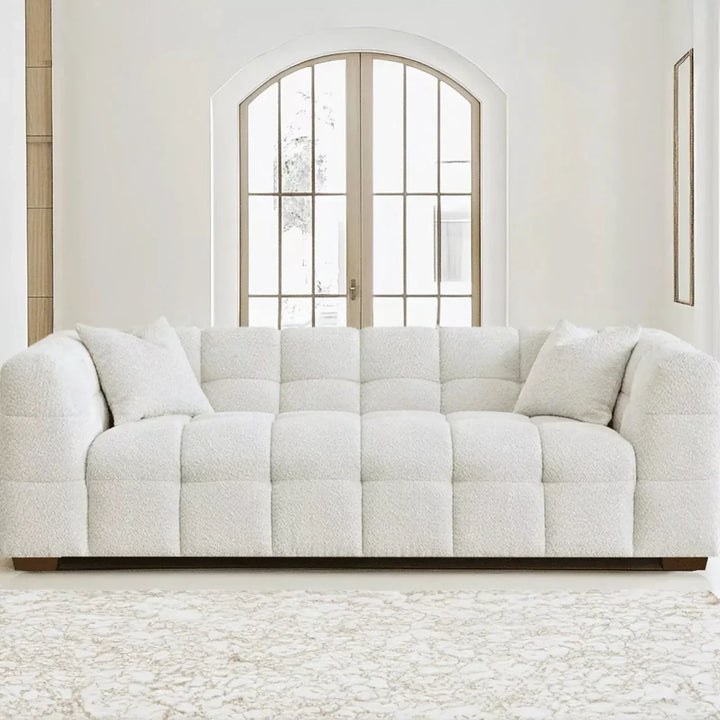 The Bubble Tribeca Ivory White Boucle 3 Seater Premium Sofa Boucle Fabric
