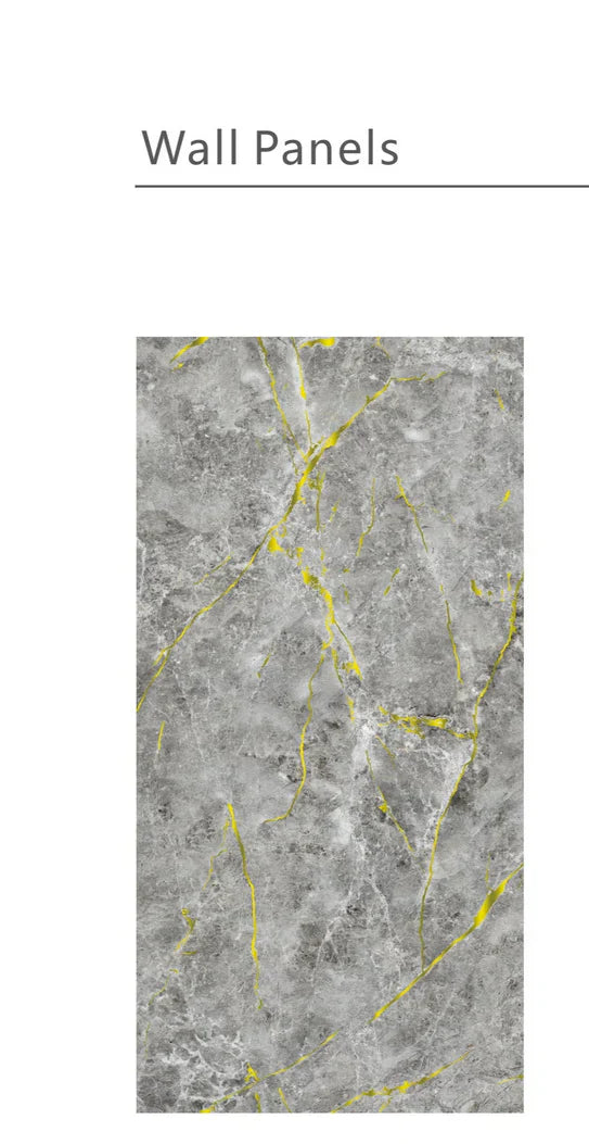Media Wall Panels Pack Of x4 Gold Grey Marble Veins PVC Waterproof Wall Panels 240x60cm